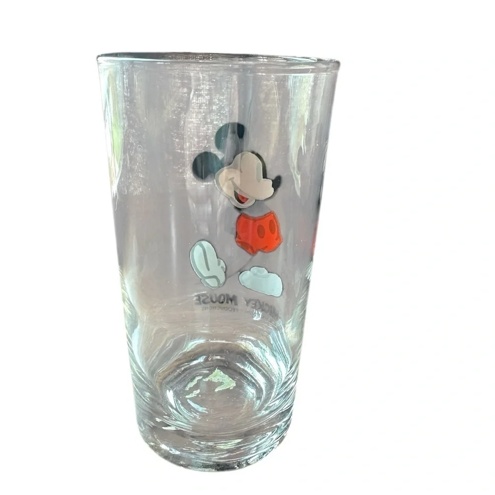 Vintage Mickey Mouse Children’s Glass Tumbler with Red and Black Design